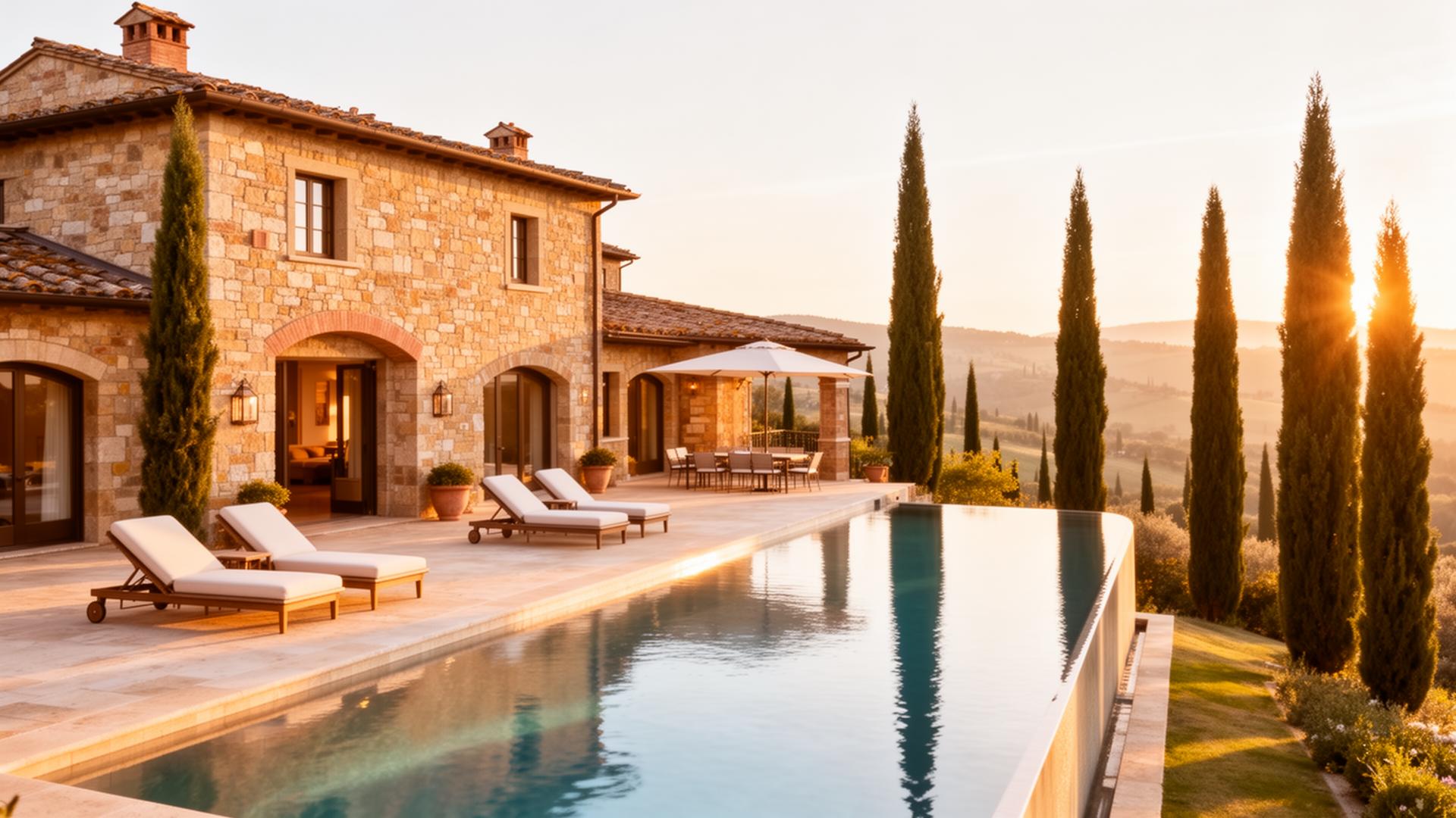 Villa toscana di pregio al tramonto